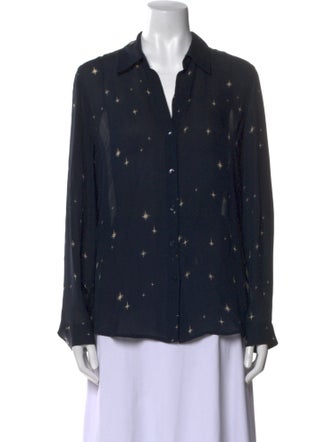 L'Agence Silk Graphic Print Button-Up Top