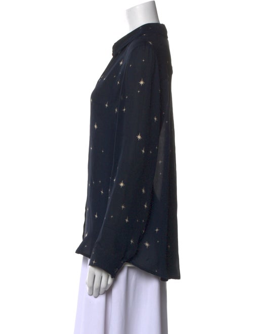 L'Agence Silk Graphic Print Button-Up Top