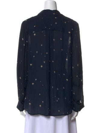 L'Agence Silk Graphic Print Button-Up Top