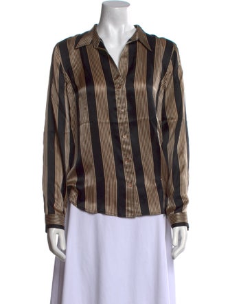 L'Agence Silk Striped Button-Up Top