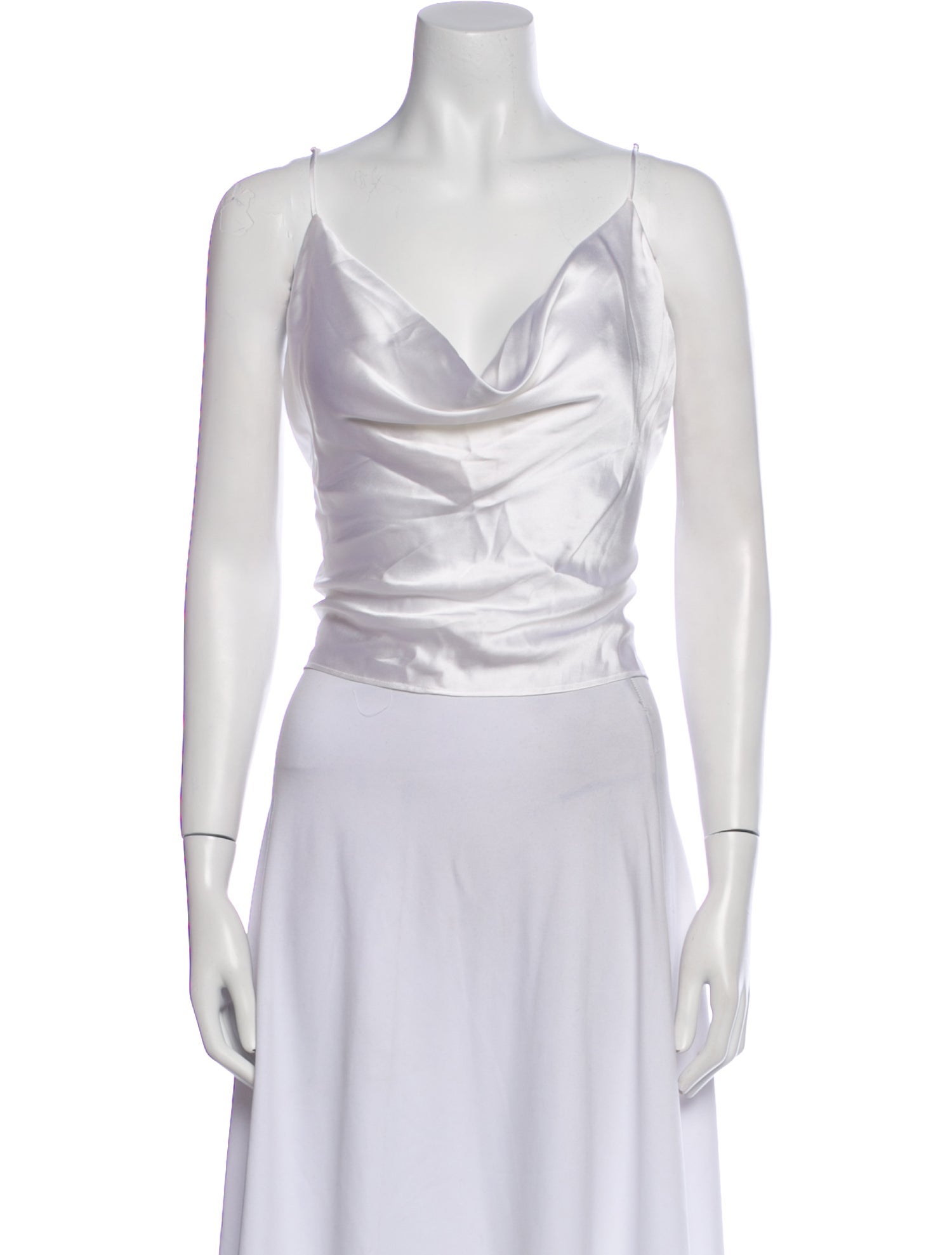 L'Agence Silk Cowl Neck Crop Top