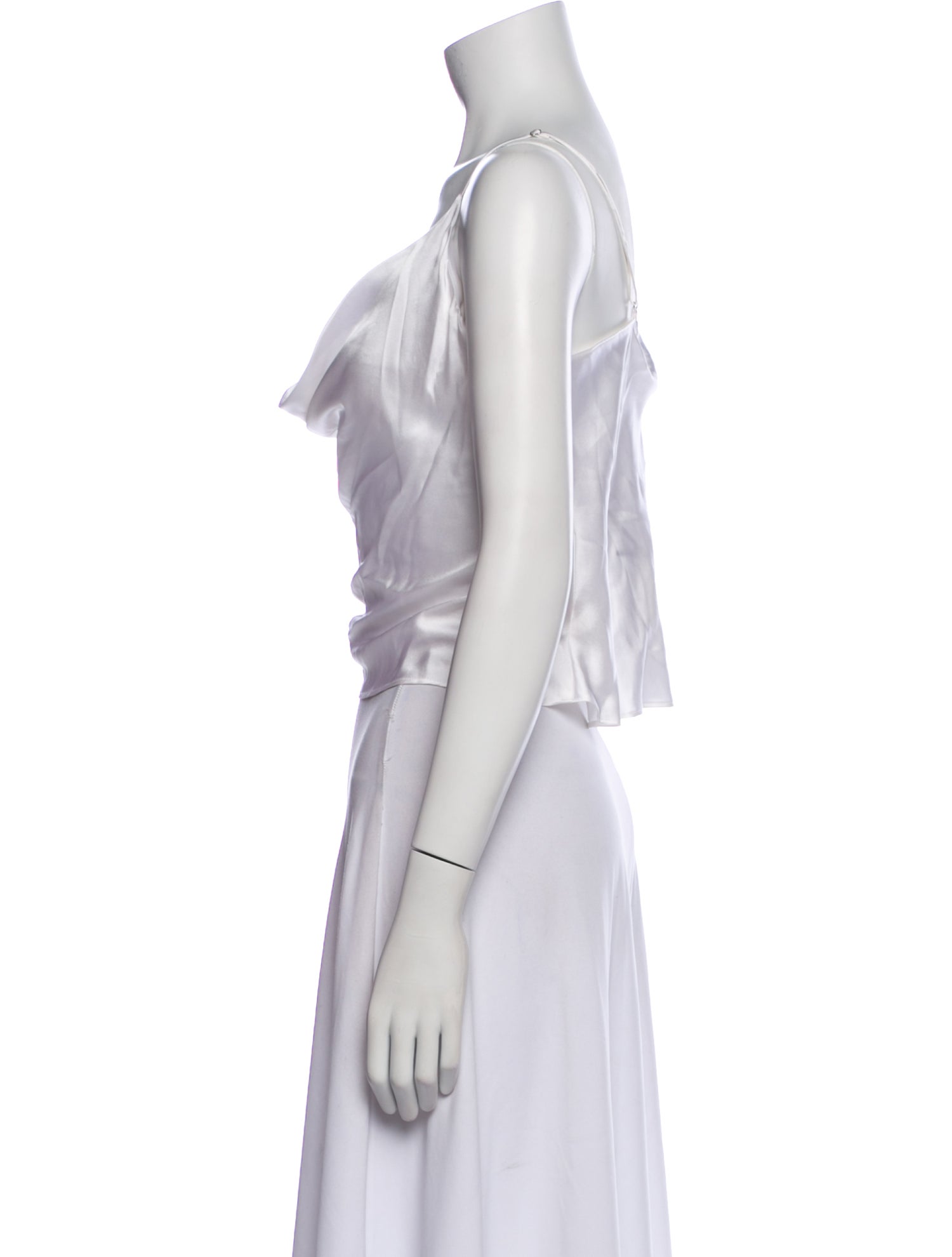 L'Agence Silk Cowl Neck Crop Top