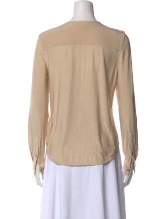 L'Agence Scoop Neck Long Sleeve Button-Up Top