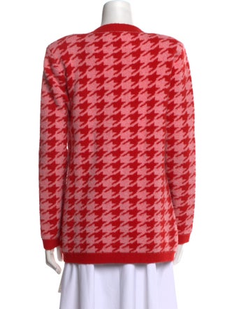 L'Agence Houndstooth Print V-Neck Sweater