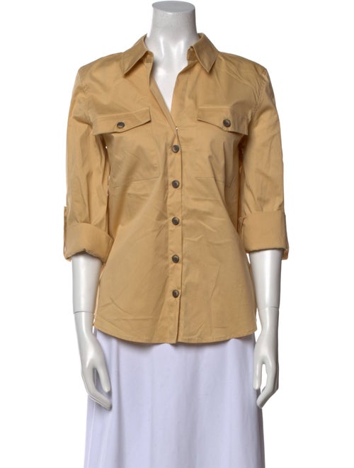 L'Agence Three-Quarter Sleeve Button-Up Top