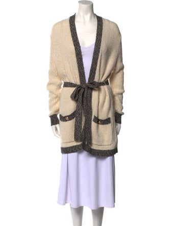 L'Agence Striped Plunge Neckline Sweater