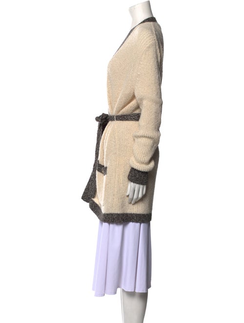 L'Agence Striped Plunge Neckline Sweater