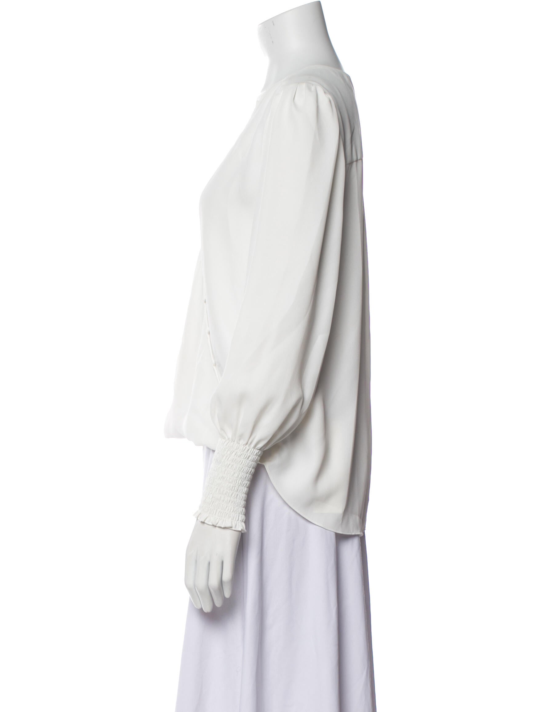 L'Agence V-Neck Long Sleeve Blouse