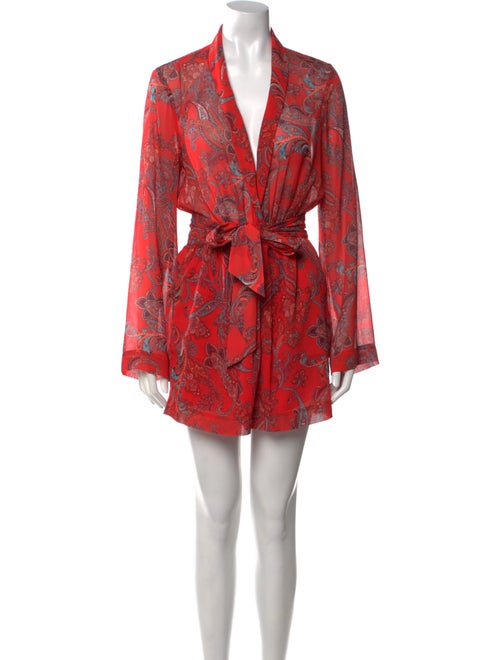 L'Agence Paisley Print Plunge Neckline Romper