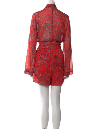 L'Agence Paisley Print Plunge Neckline Romper