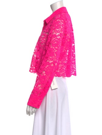 L'Agence Lace Pattern Long Sleeve Crop Top