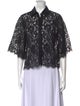 L'Agence Nylon Lace Pattern Button-Up Top