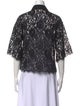 L'Agence Nylon Lace Pattern Button-Up Top