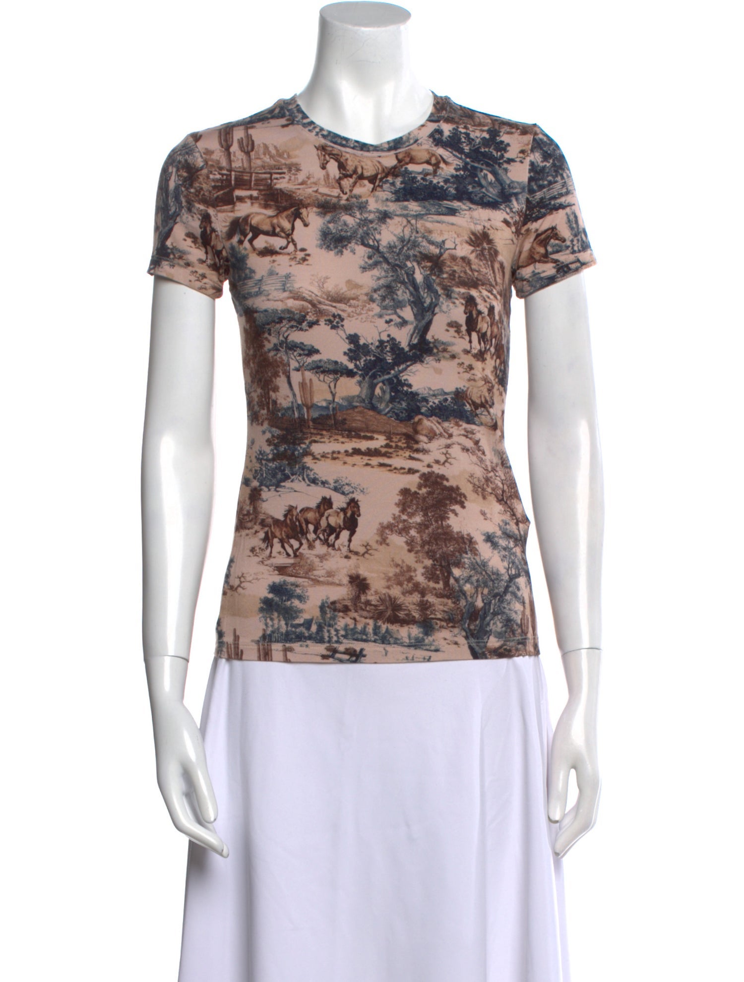 L'Agence Printed Crew Neck T-Shirt