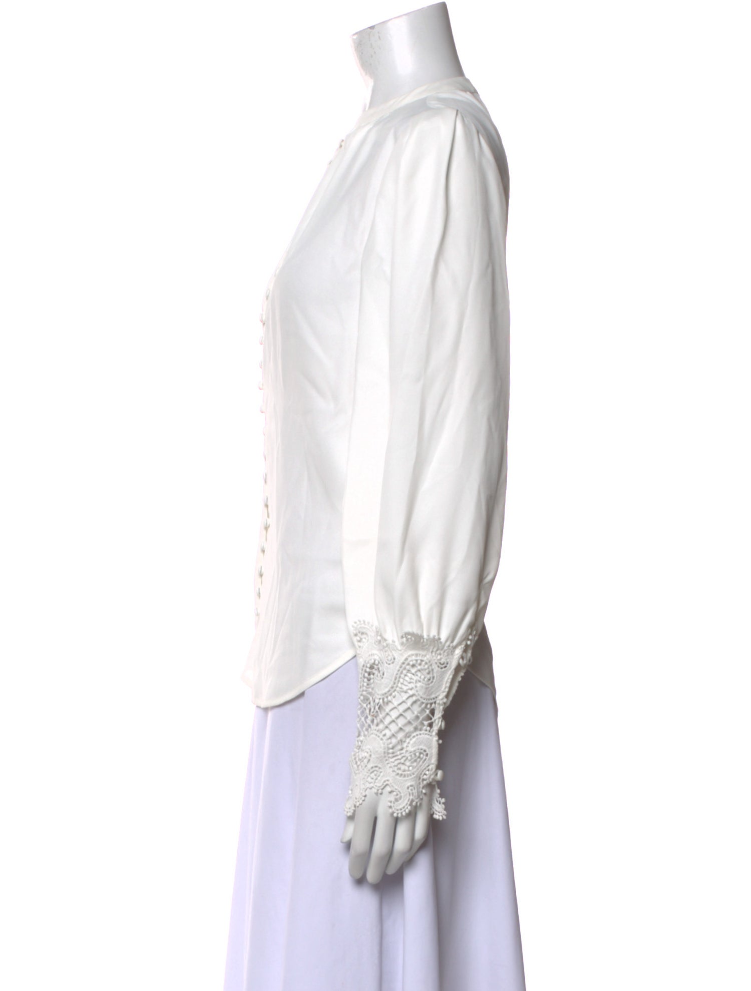 L'Agence Crew Neck Long Sleeve Button-Up Top