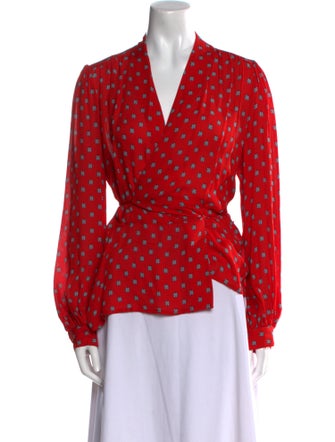 L'Agence Silk Polka Dot Print Blouse