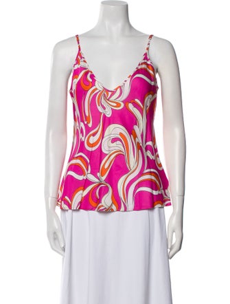 L'Agence Printed Square Neckline Top