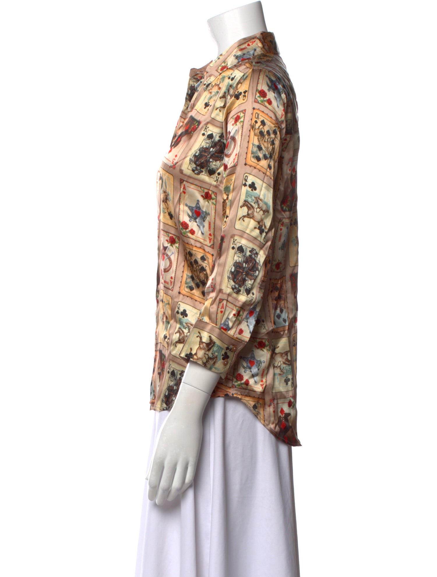 L'Agence Silk Printed Button-Up Top w/ Tags
