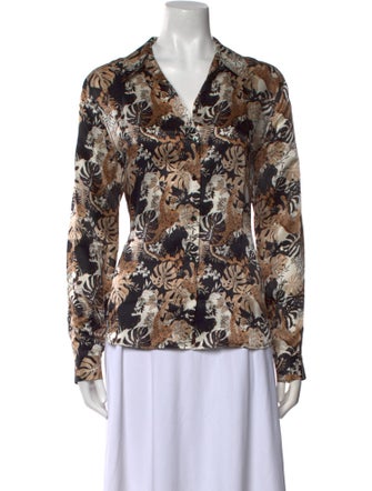 L'Agence Silk Printed Button-Up Top
