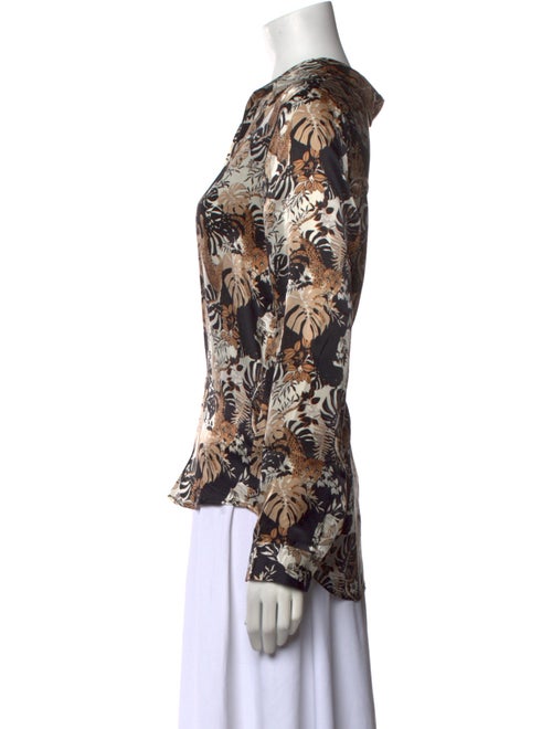 L'Agence Silk Printed Button-Up Top