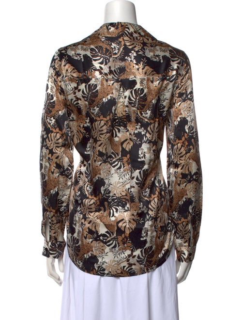 L'Agence Silk Printed Button-Up Top