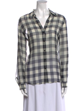L'Agence Plaid Print Long Sleeve Button-Up Top