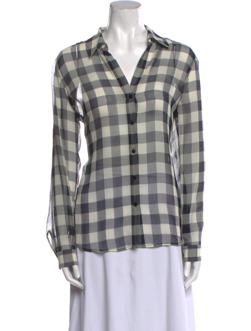 L'Agence Plaid Print Long Sleeve Button-Up Top