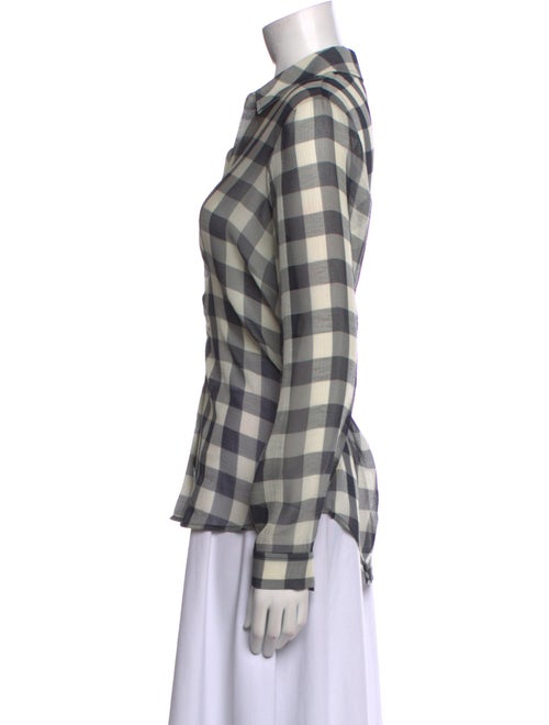 L'Agence Plaid Print Long Sleeve Button-Up Top