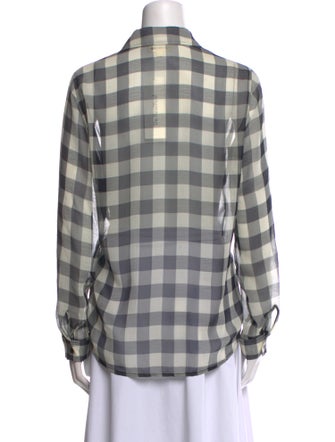 L'Agence Plaid Print Long Sleeve Button-Up Top