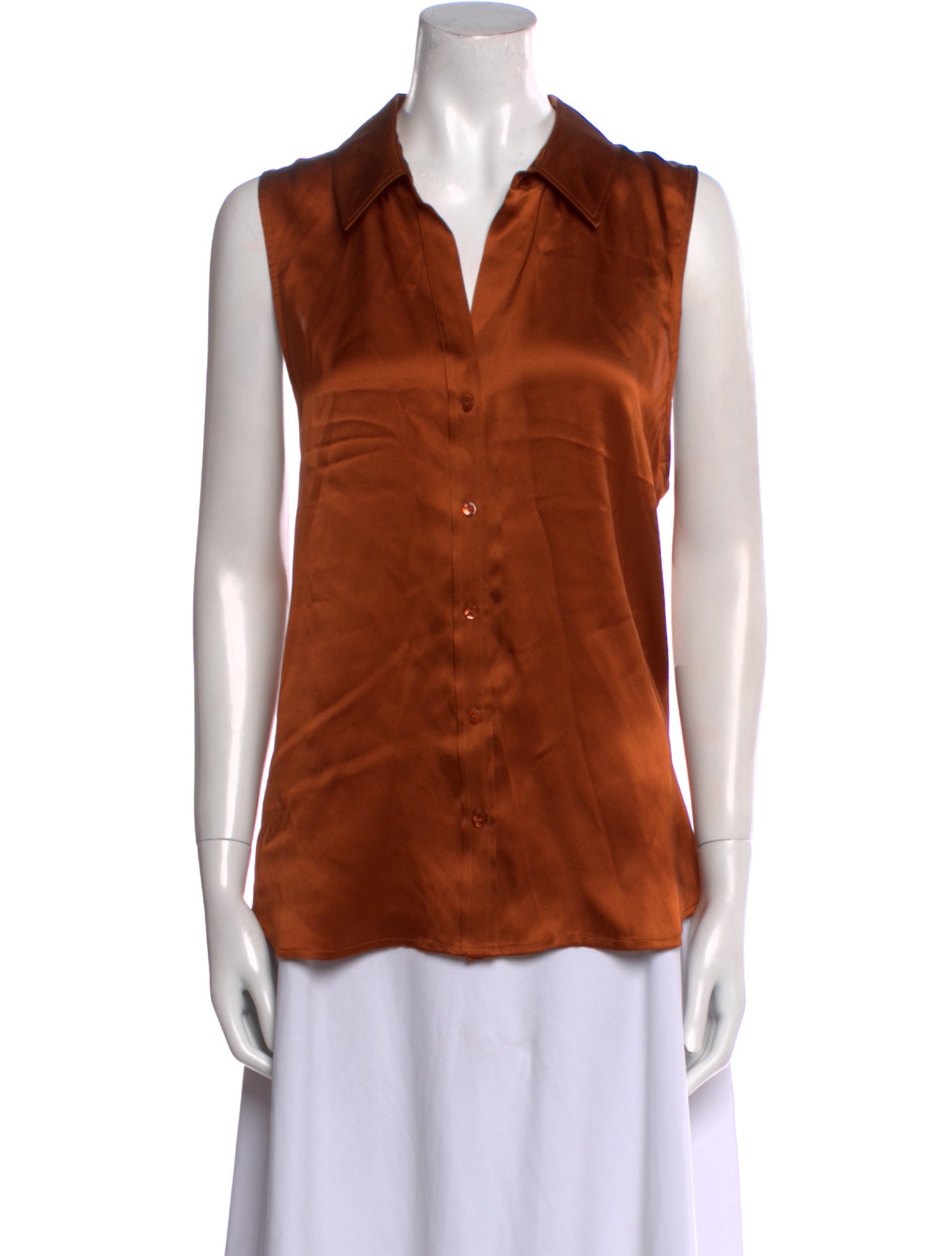L'Agence Silk Sleeveless Button-Up Top