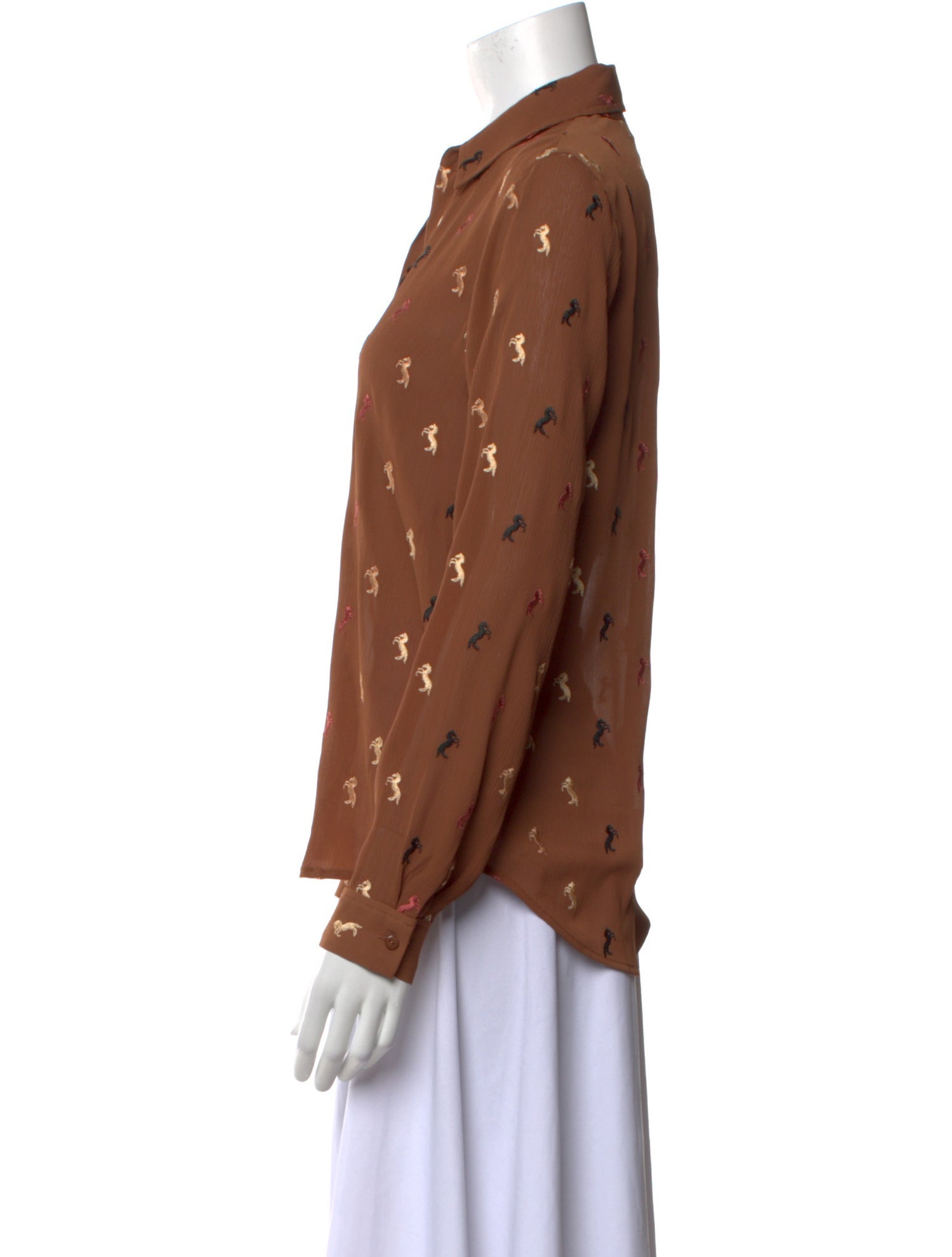 L'Agence Printed Long Sleeve Button-Up Top w/ Tags