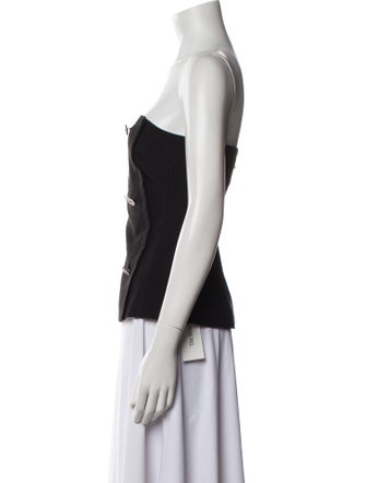 L'Agence Printed Strapless Crop Top