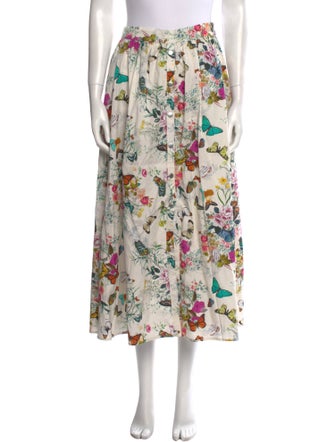 L'Agence Floral Print Midi Length Skirt