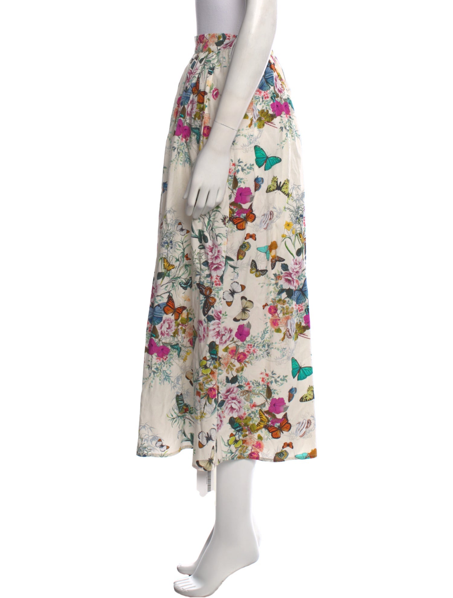 L'Agence Floral Print Midi Length Skirt