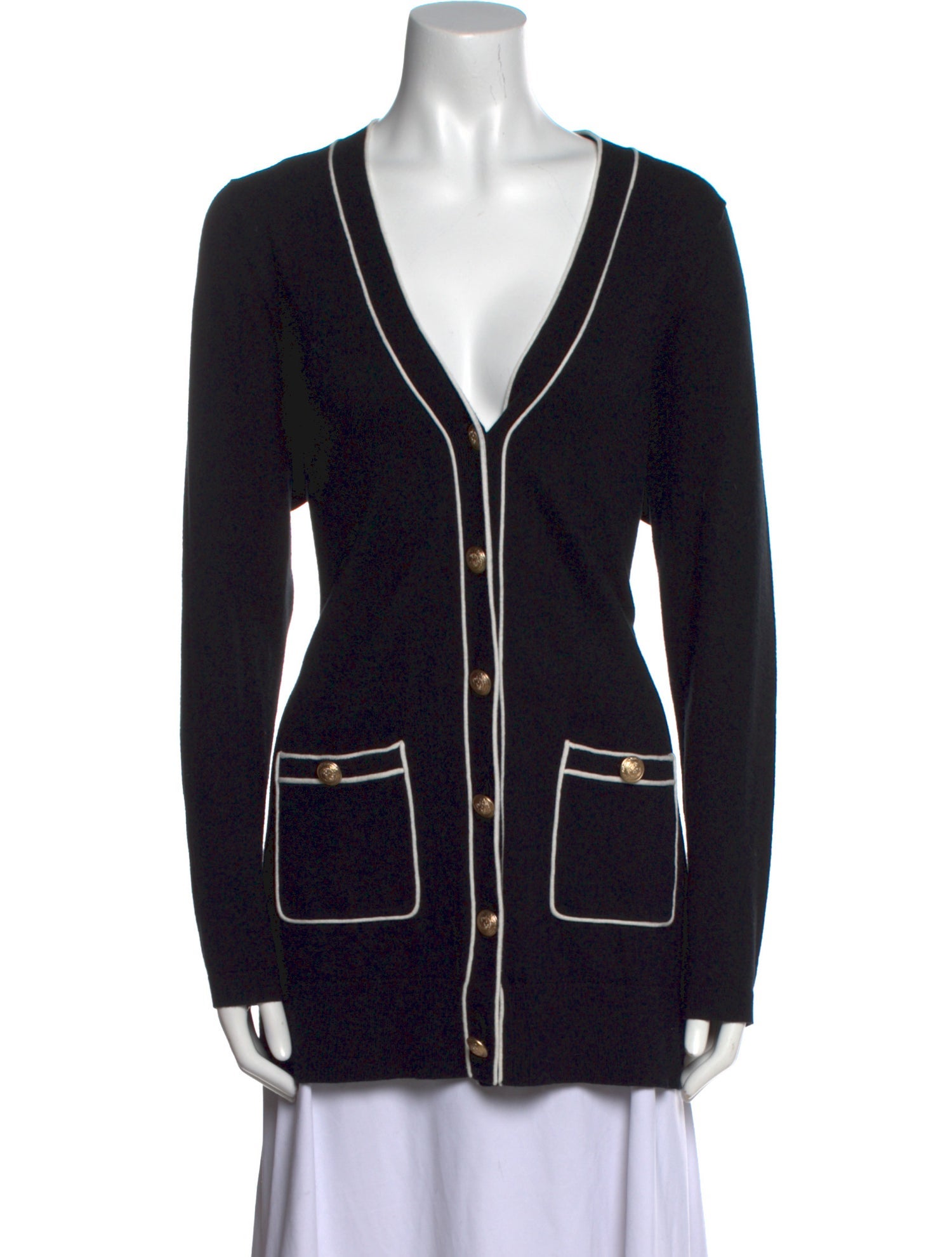 L'Agence Striped Plunge Neckline Sweater