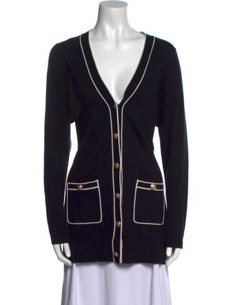 L'Agence Striped Plunge Neckline Sweater