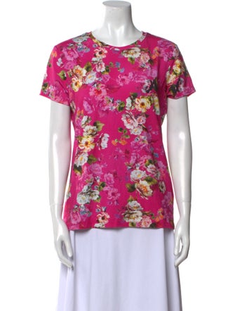 L'Agence Floral Print Crew Neck T-Shirt