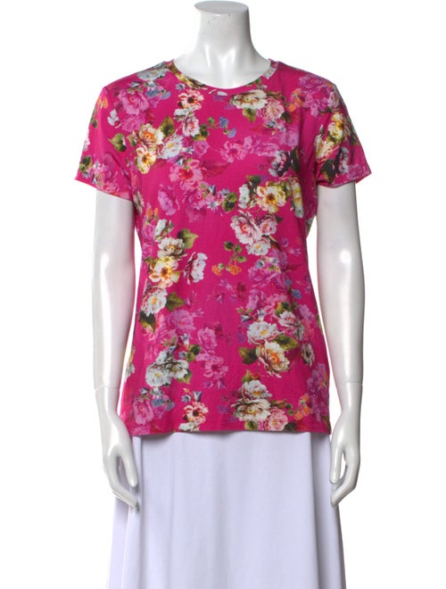 L'Agence Floral Print Crew Neck T-Shirt