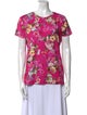 L'Agence Floral Print Crew Neck T-Shirt
