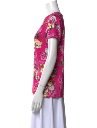 L'Agence Floral Print Crew Neck T-Shirt