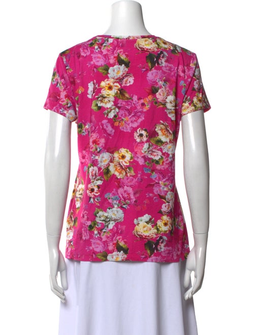 L'Agence Floral Print Crew Neck T-Shirt