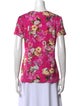 L'Agence Floral Print Crew Neck T-Shirt