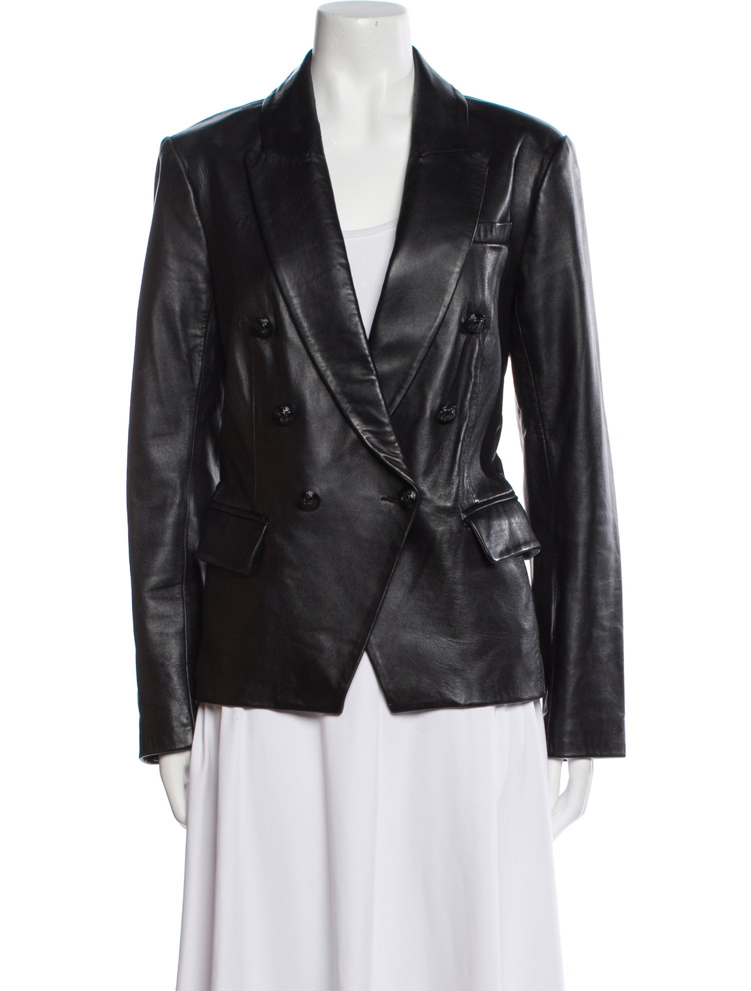 L'Agence Lamb Leather Blazer