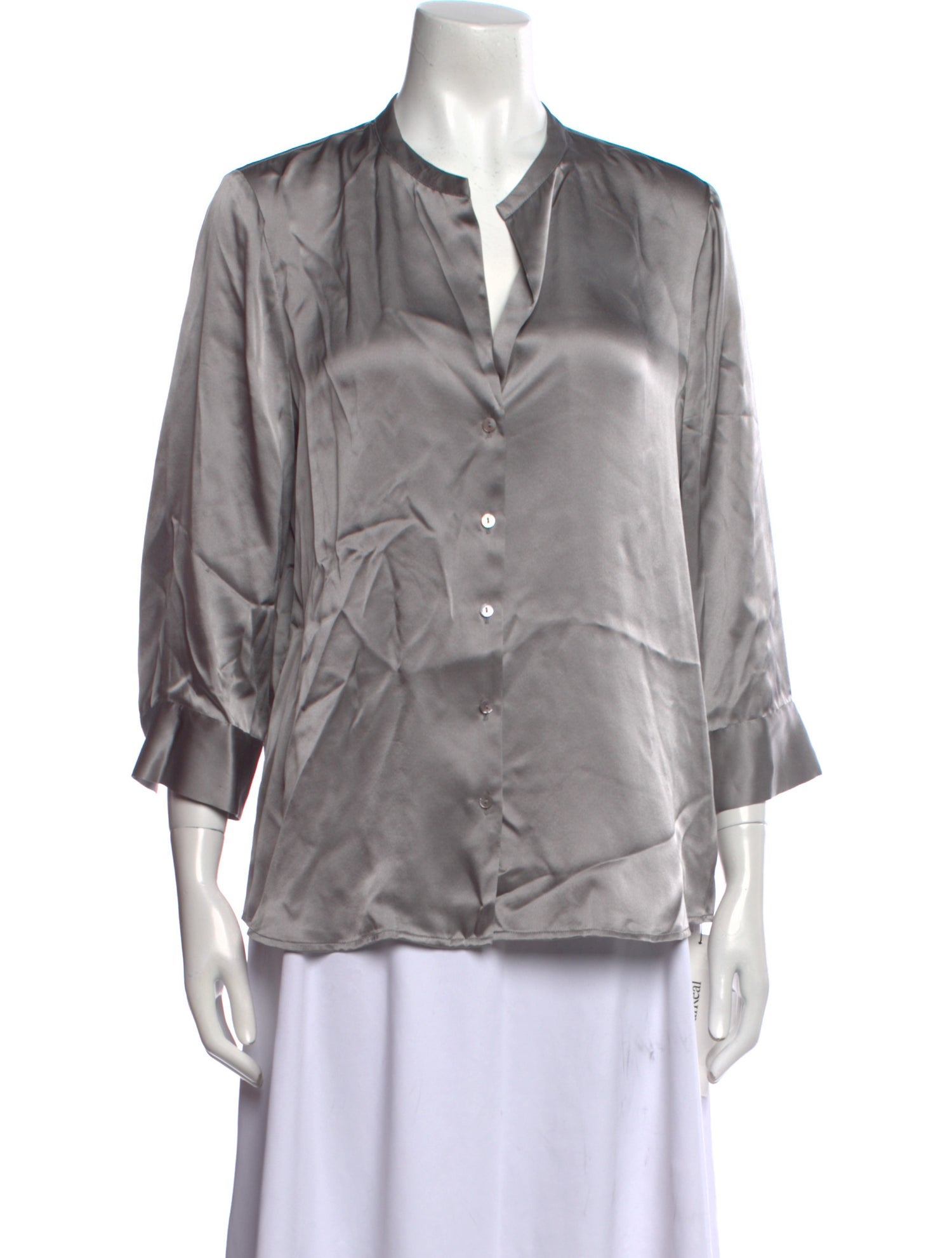 L'Agence Silk V-Neck Button-Up Top