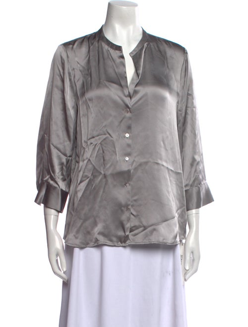 L'Agence Silk V-Neck Button-Up Top