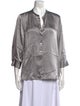 L'Agence Silk V-Neck Button-Up Top