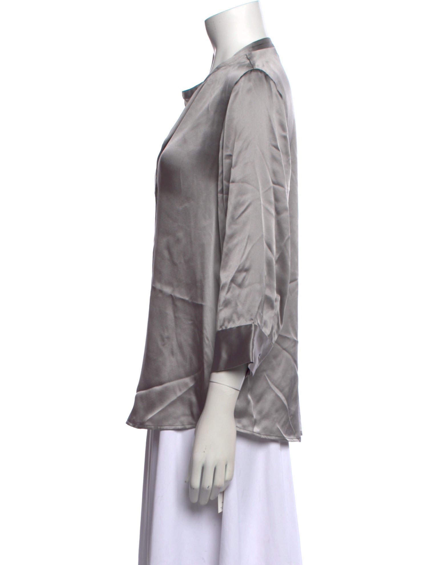 L'Agence Silk V-Neck Button-Up Top