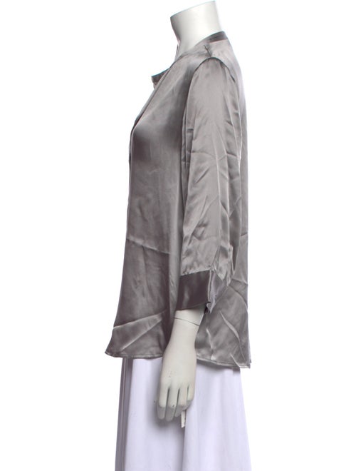 L'Agence Silk V-Neck Button-Up Top