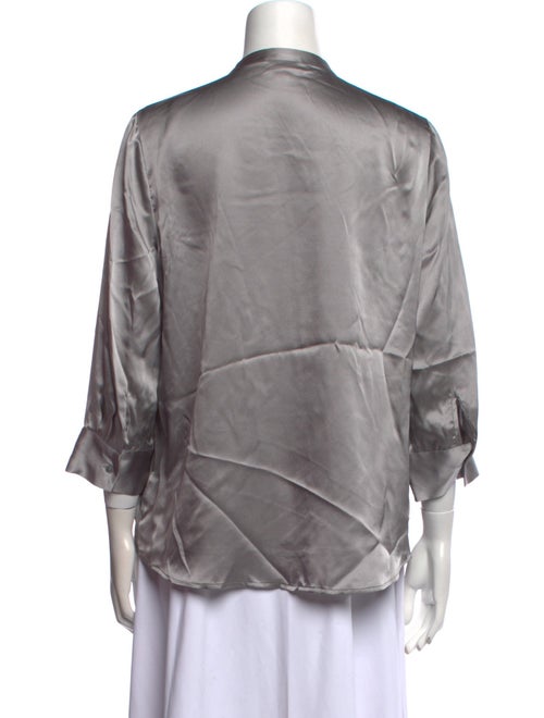 L'Agence Silk V-Neck Button-Up Top