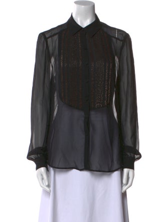 L'Agence Silk Long Sleeve Button-Up Top